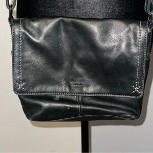 Margot Black Leather Messenger Bag